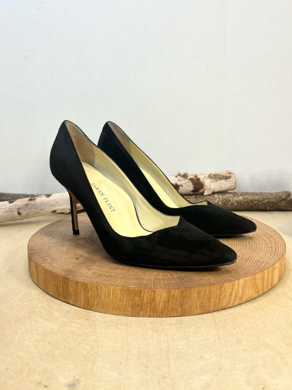 Sarah Flint Perfect Pump 85 Black Suede Handcrafted in Italy Size 37